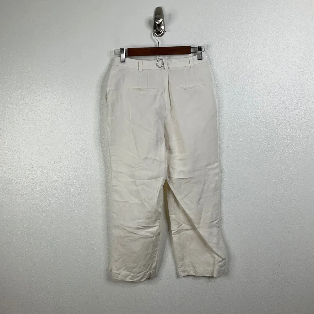 H&M White Linen Blend Pants‎ Size 4